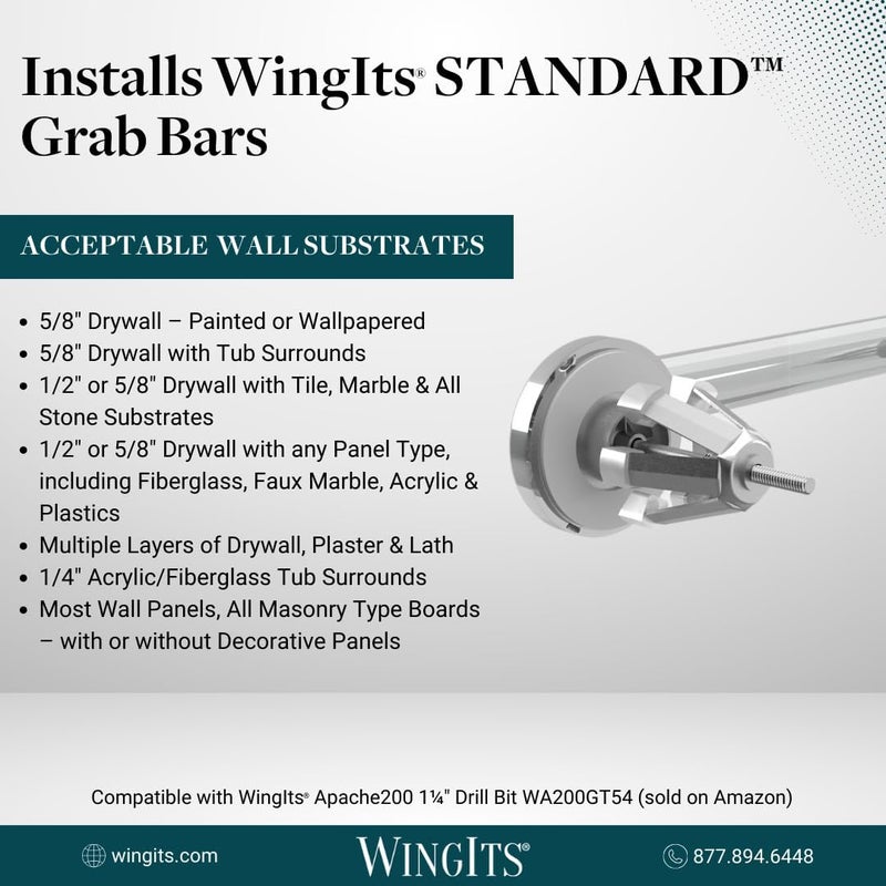 WingIts Stainless Steel Beast Standard Grab Bar Fastener with 4-Inch Screw, Set of 2 - Image 4